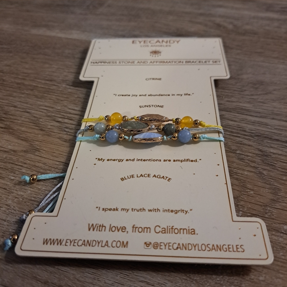 EYECANDY LOS ANGELES Happiness Stone & Affirmation Bracelets New